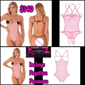 Body rosa con pegatinas pezoneras