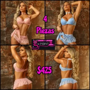 Hermoso conjunto de 4 piezas rosa o azul pastel